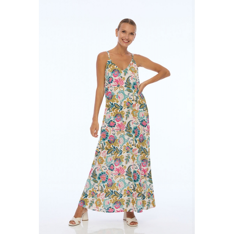 PALME Robe Longue Viscose A Bretelles