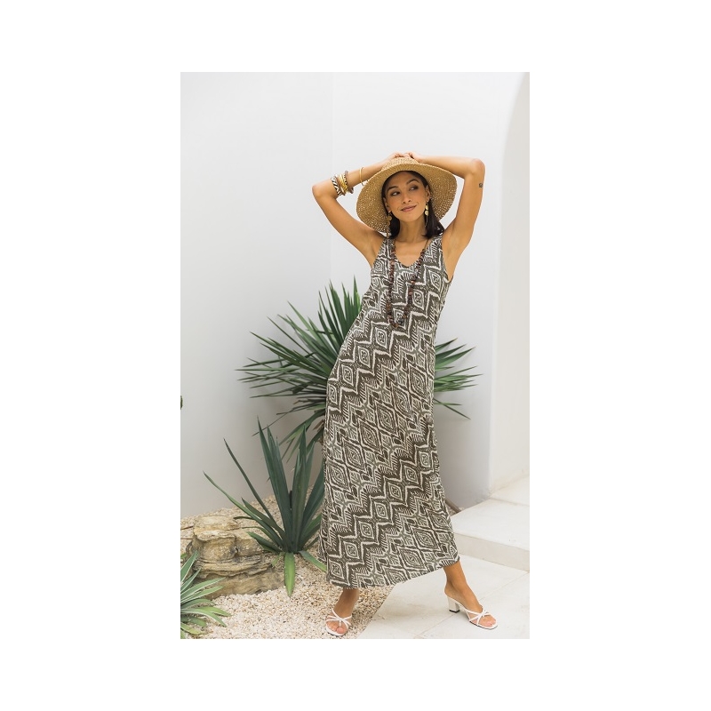 PALME Robe Longue Viscose Debardeur Imp