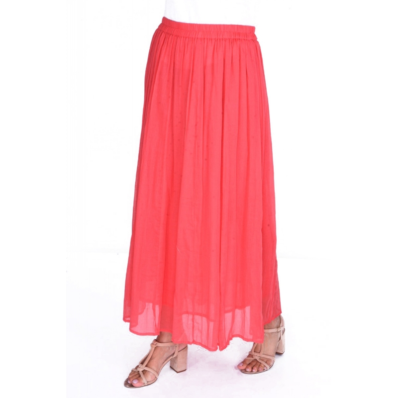 PALME Jupe Longue Coton Unie Taille Elastic