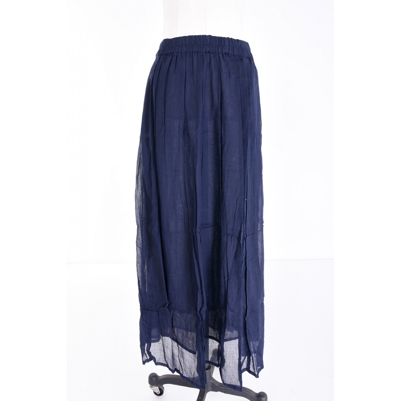 PALME Jupe Longue Coton Unie Taille Elastic