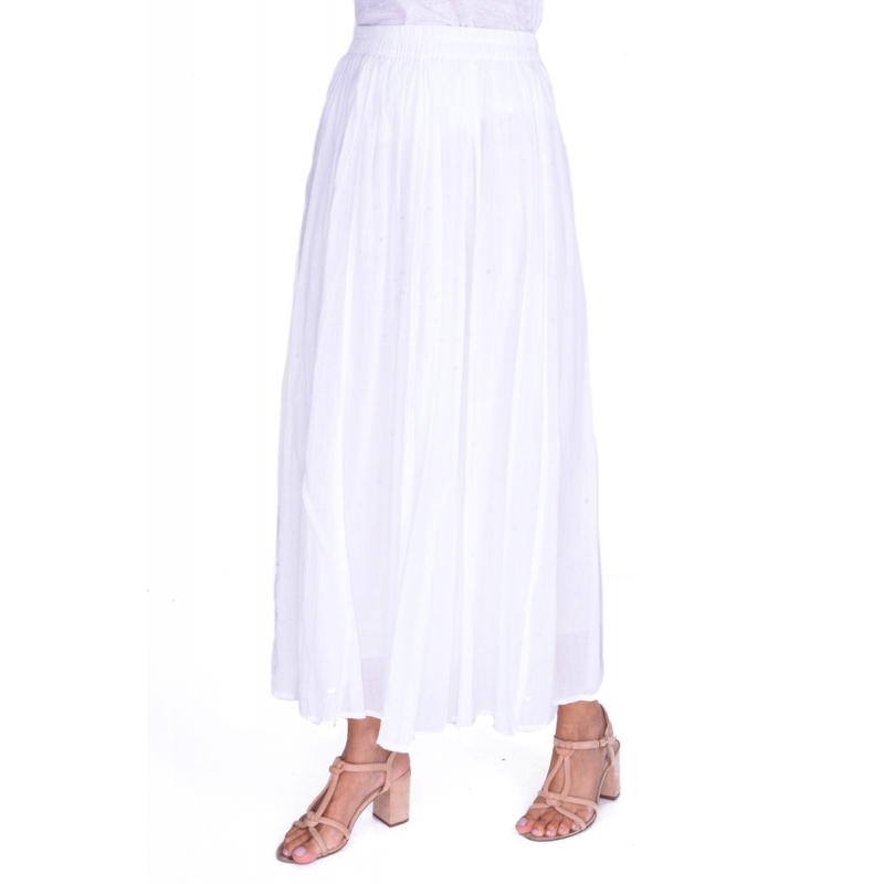 PALME Jupe Longue Coton Unie Taille Elastic