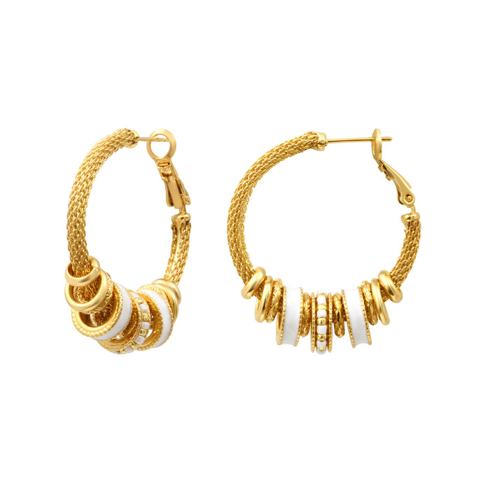 SATELLITE-PARIS Boucles d'oreilles créoles Alicudi en métal doré et perles du Japon - blanc