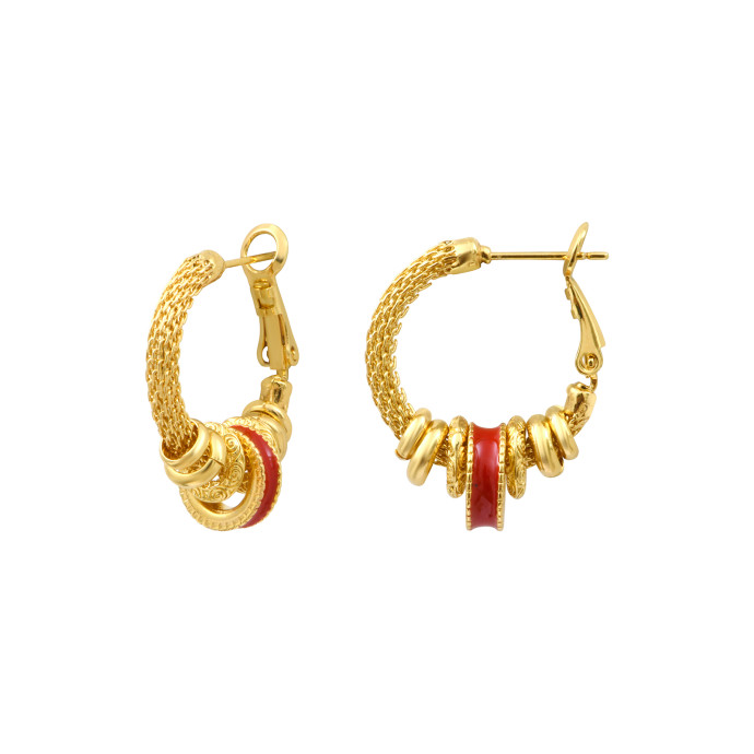 SATELLITE-PARIS Boucles d'oreilles créoles Alicudi en métal tressé - rouge