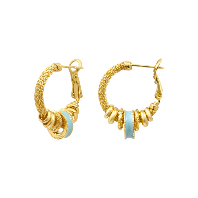 SATELLITE-PARIS Boucles d'oreilles créoles Alicudi en métal tressé - turquoise