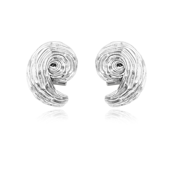 SATELLITE-PARIS Petites boucles d'oreilles clips Zaza en résine métallisée - argenté