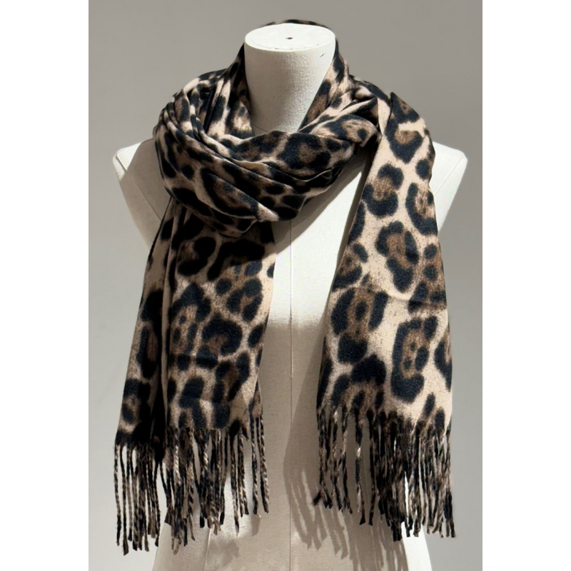 PALME Animal Print Soft Stole + Fringes