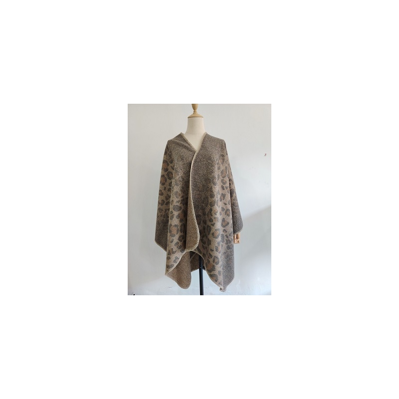 PALME Poncho Leopard Borde Crochet