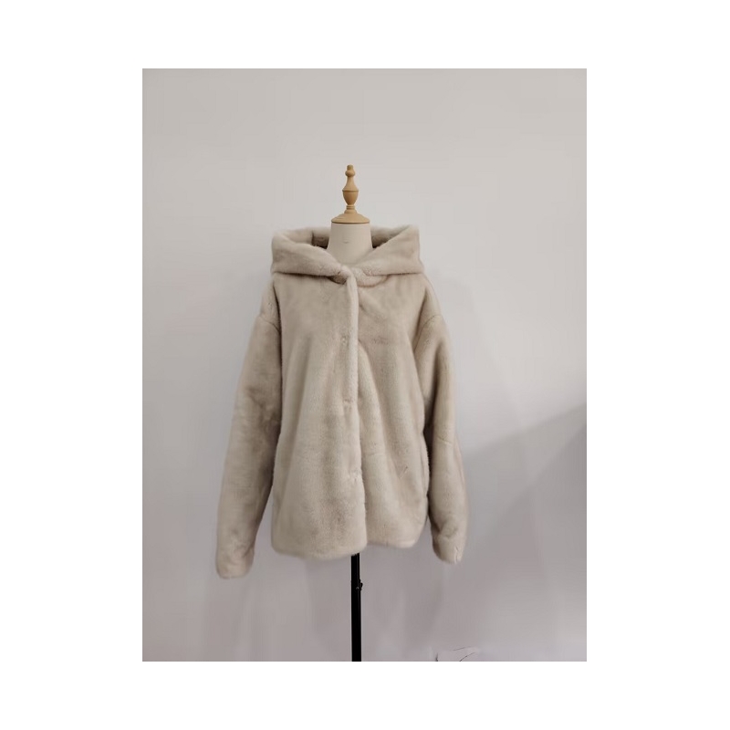 PALME Veste Fausse Fourrure Uni Capuche