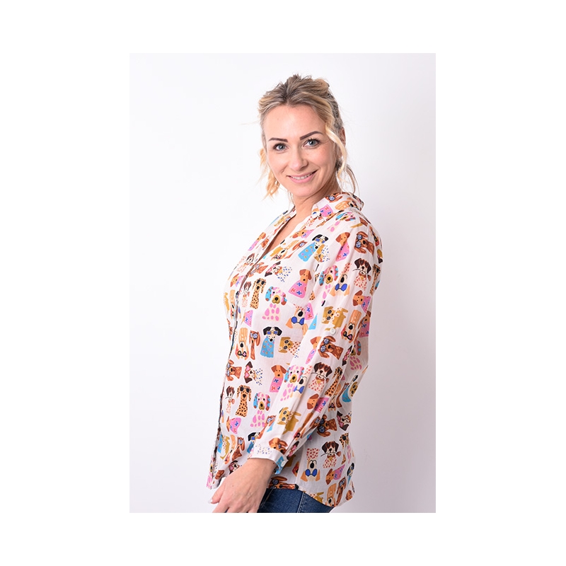 PALME chemise coton col V manches 3/4