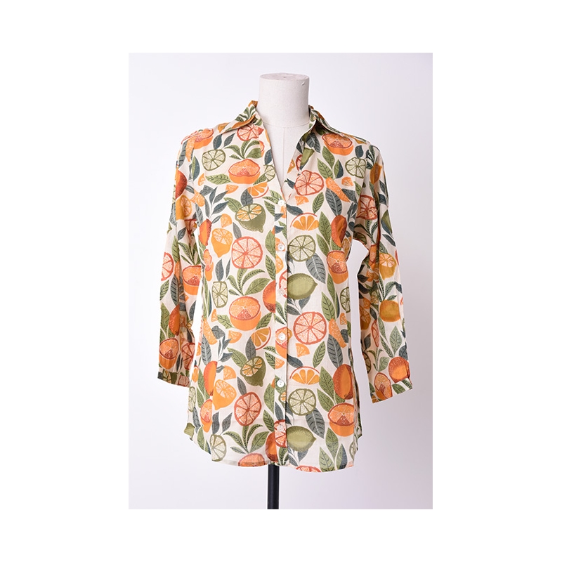 PALME chemise coton col V manches 3/4