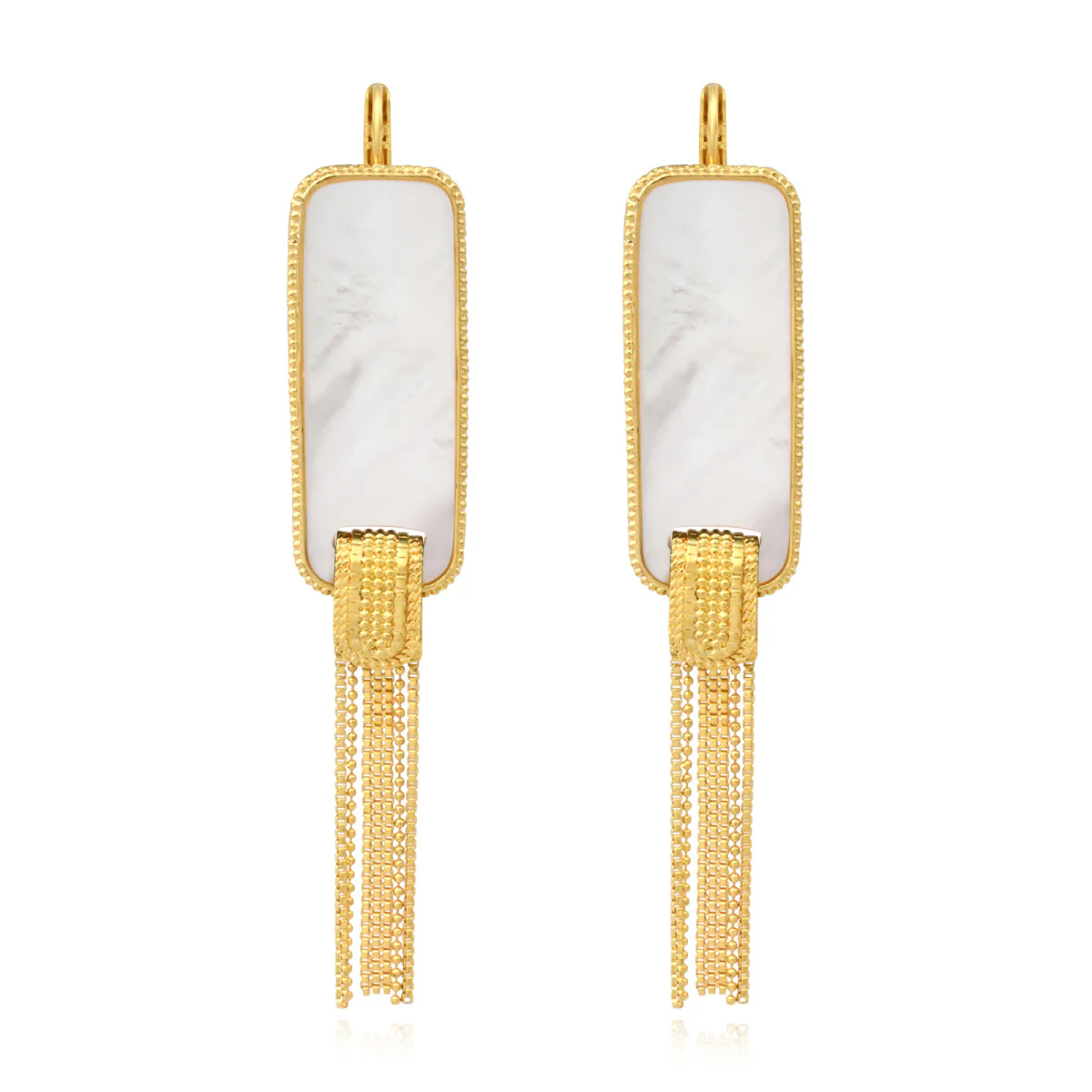 SATELLITE-PARIS Boucles d'oreilles dormeuses rectangulaires Ashanti – blanches