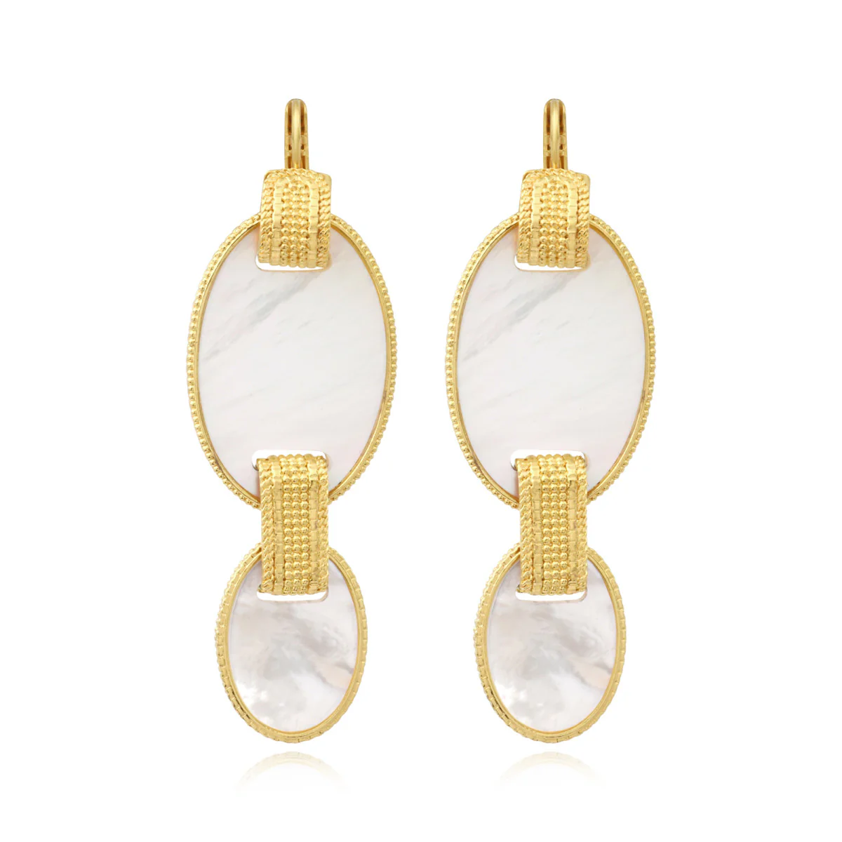 SATELLITE-PARIS Boucles d'oreilles dormeuses Ashanti – blanc et doré