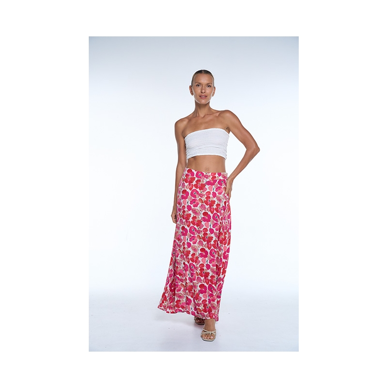 PALME Jupe Viscose Imprime Elastique Dos