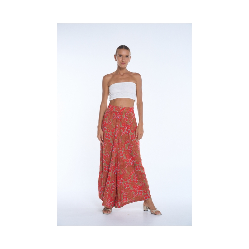 PALME Pantalon Large Viscose Taille Elastiquee