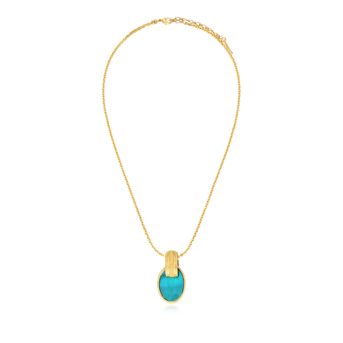SATELLITE-PARIS Collier pendentif chaîne tressée Ashanti – turquoise et vert – Image 3
