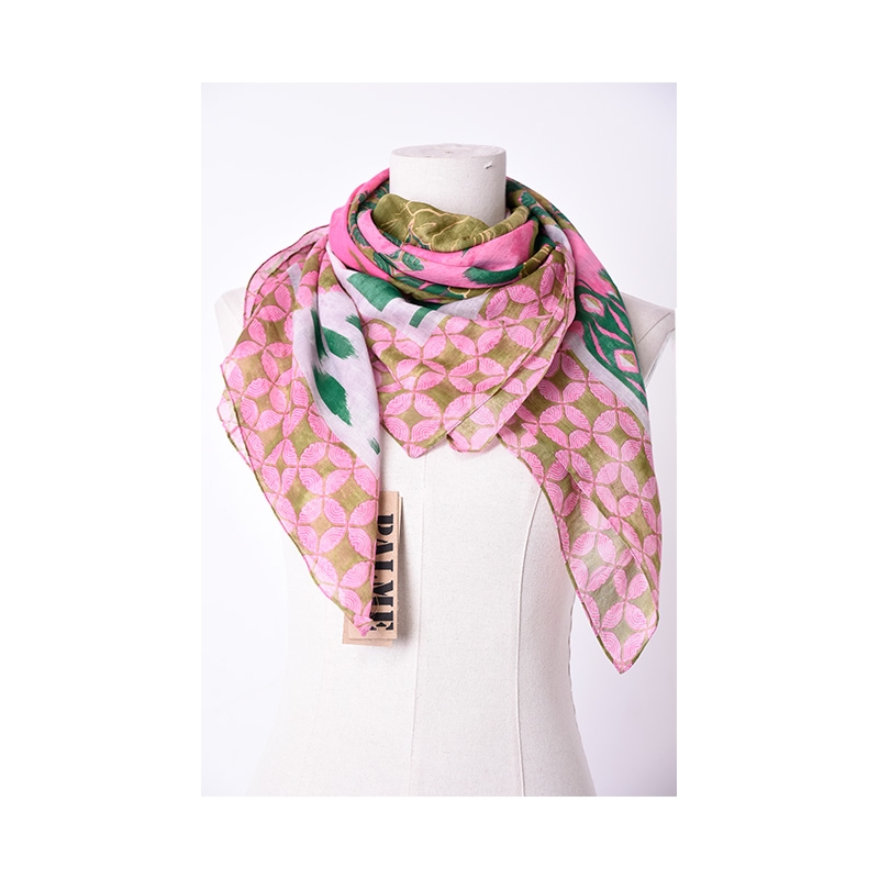 PALME Carre Coton Batik Et Pivoines