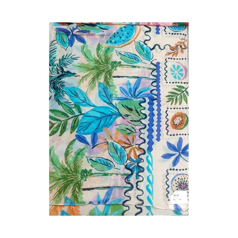 PALME Carre Coton Plage Et Fruits Tropicaux