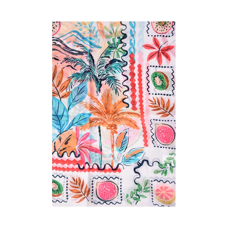 PALME Carre Coton Plage Et Fruits Tropicaux