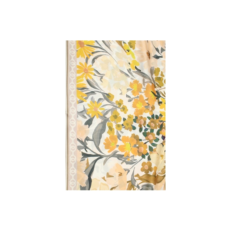 PALME Carre Satin Polyester Fleurs +Chaines