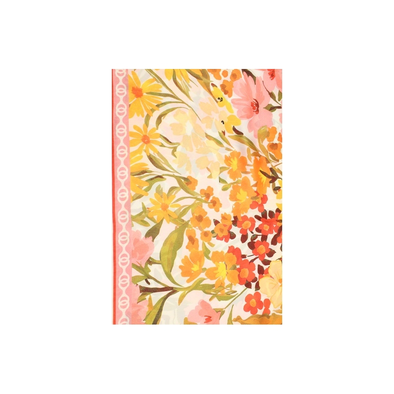 PALME Carre Satin Polyester Fleurs +Chaines