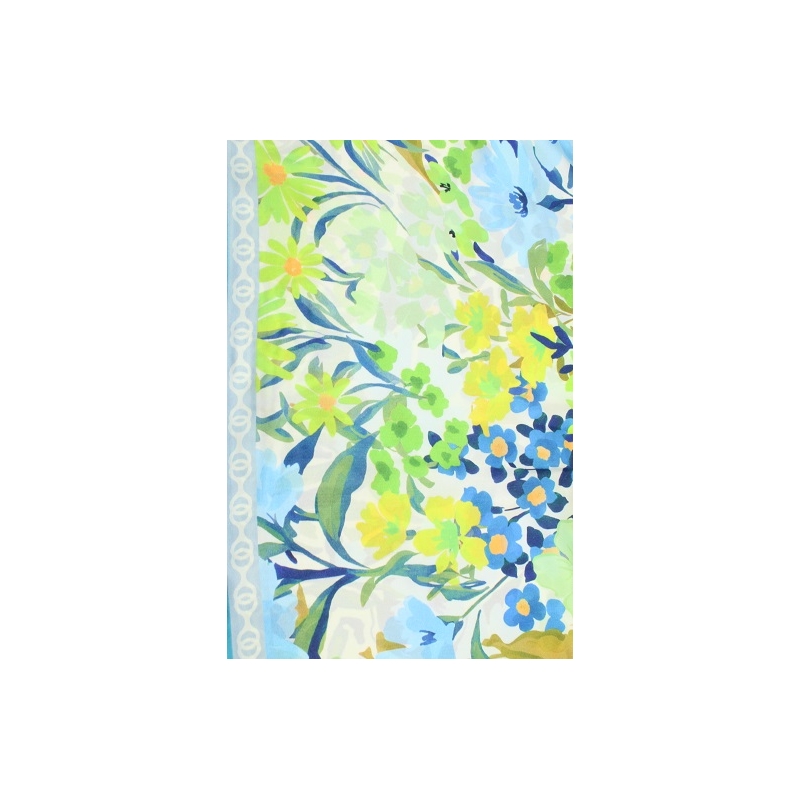 PALME Carre Satin Polyester Fleurs +Chaines