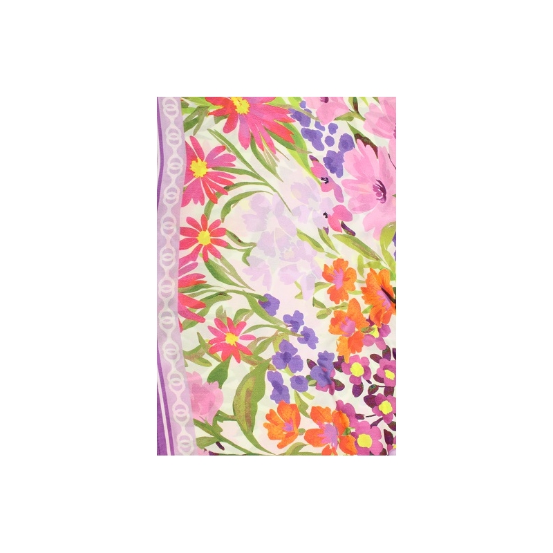 PALME Carre Satin Polyester Fleurs +Chaines