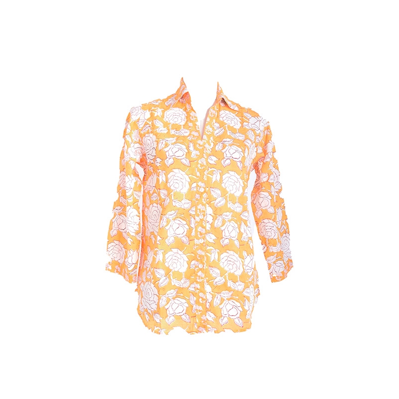 PALME Chemise Block Print Patch Coton Col V