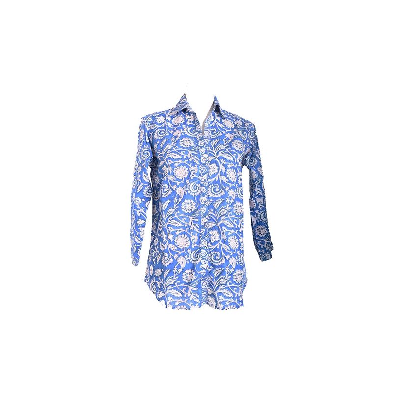 PALME Chemise Block Print Patch Coton Col V