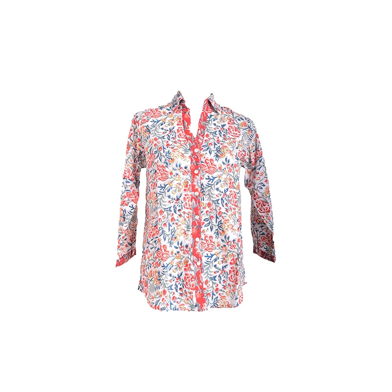 PALME Chemise Block Print Patch Coton Col V