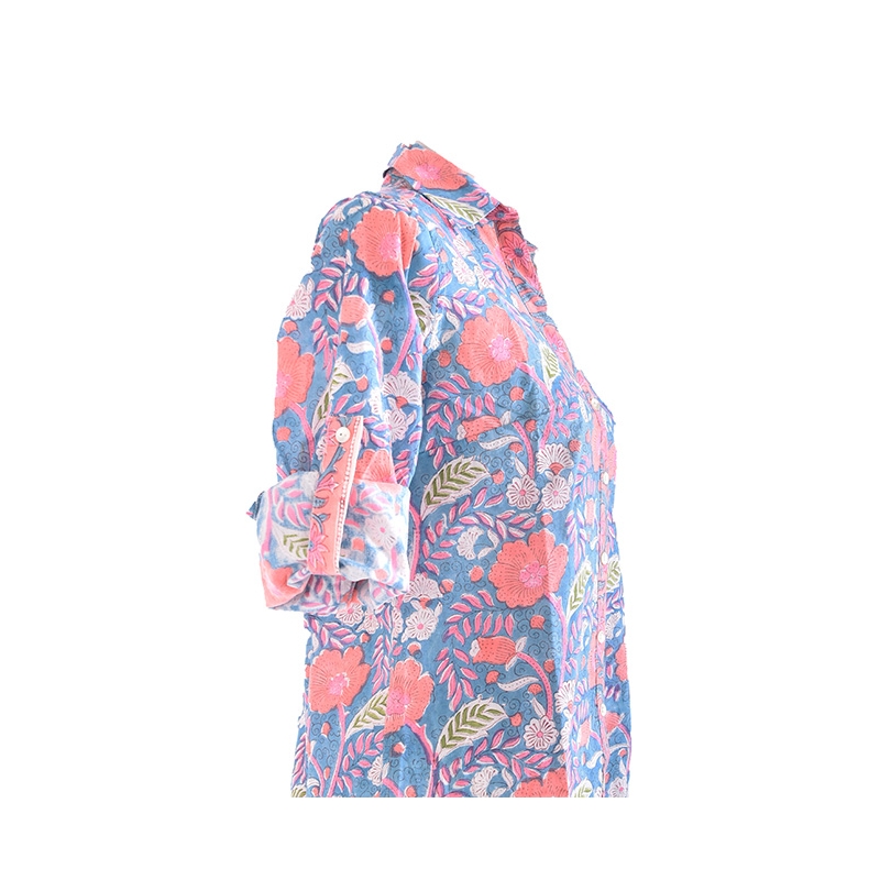 PALME Chemise Block Print Patch Coton Col V