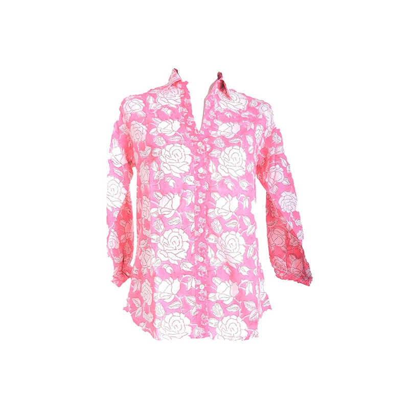 PALME Chemise Block Print Patch Coton Col V