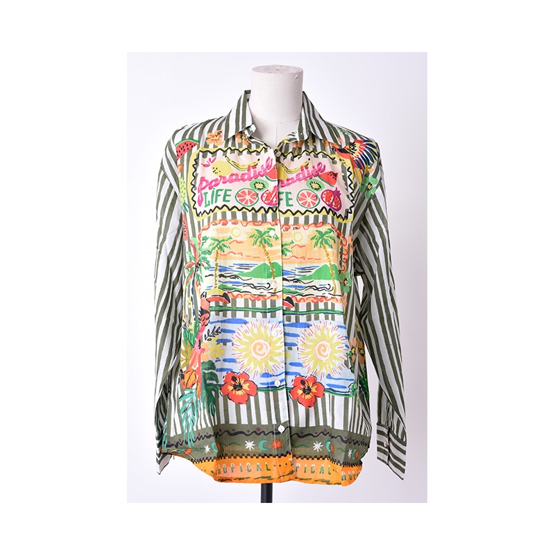 PALME Chemise Coton Imprimee Col Boutonne
