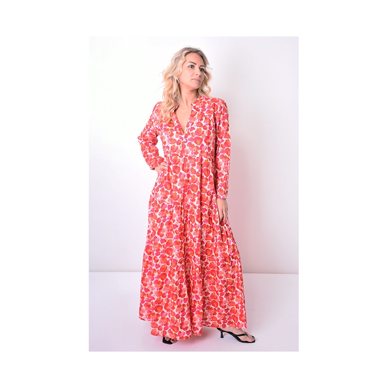 PALME Robe Longue Coton Col Mao