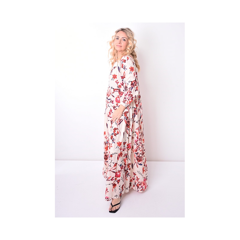PALME Robe Longue Coton Col Mao