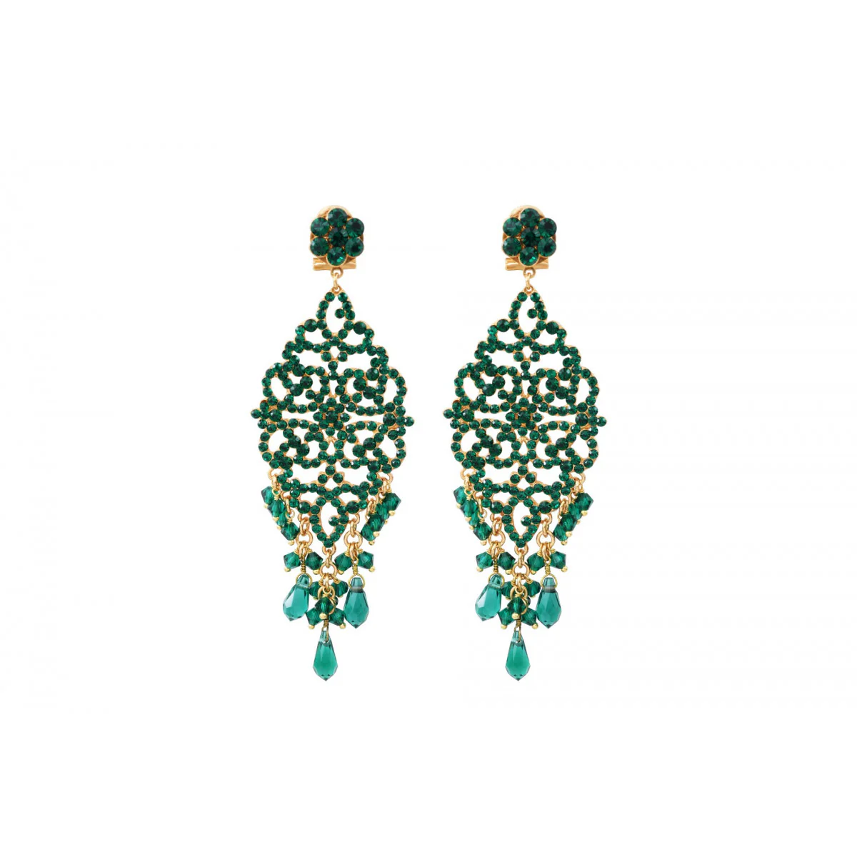 SATELLITE-PARIS Boucles d’oreilles longues tiges percées Chiara - vertes