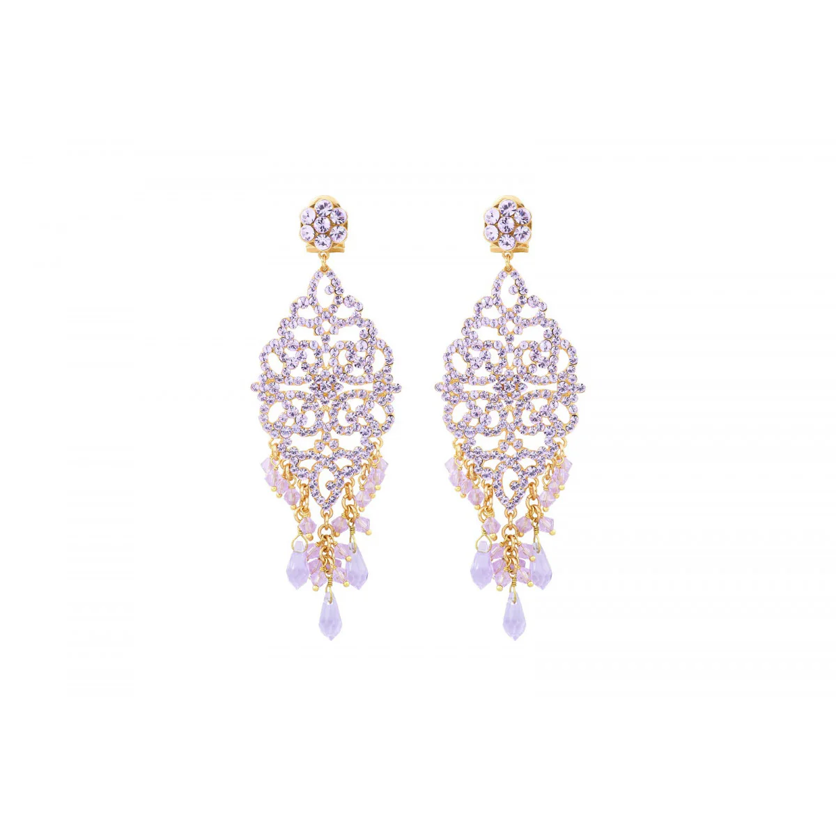 SATELLITE-PARIS Boucles d’oreilles longues tiges percées Chiara - violettes