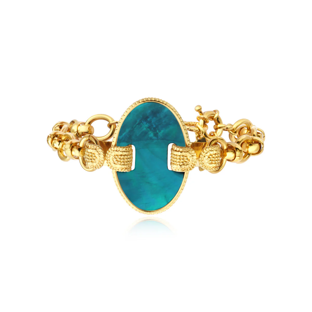 SATELLITE-PARIS Bracelet chaîne Ashanti – turquoise et vert