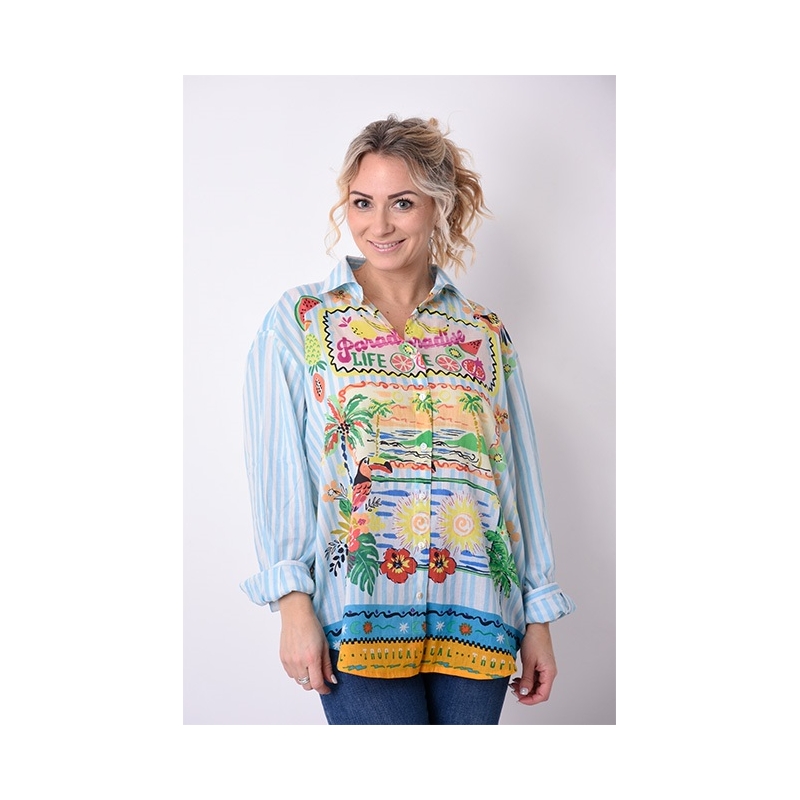PALME Chemise Coton Imprimee Col Boutonne