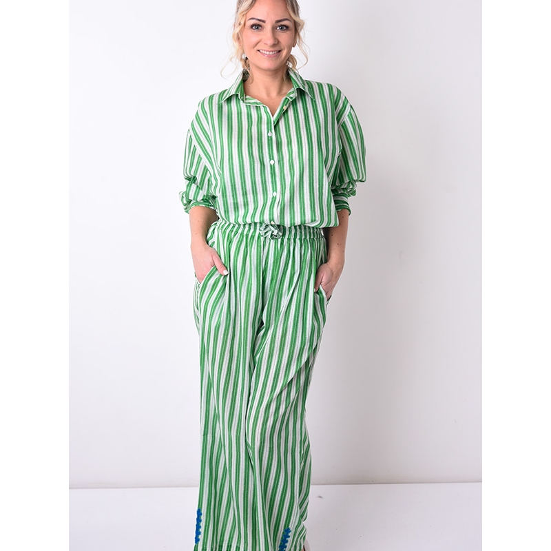 PALME Pantalon Large Taille Elastiquee