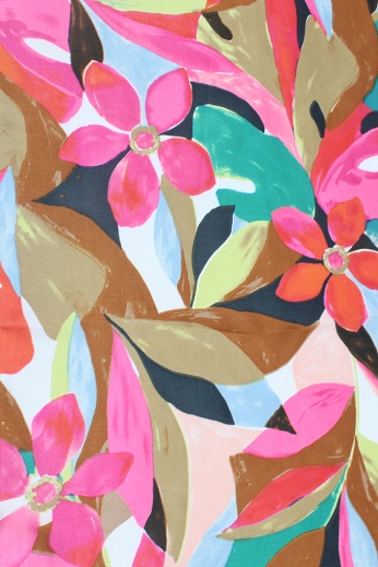 PALME Carre Polyester Fleurs Peintes