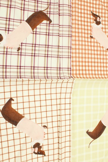 PALME Carre Coton Carreaux Et Teckels