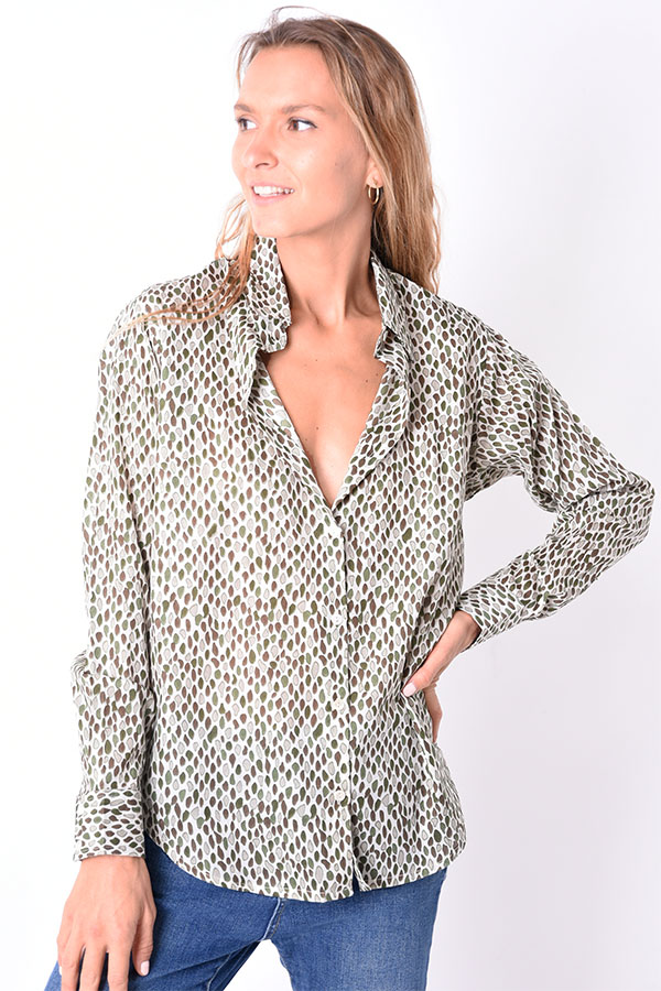 PALME Chemise Coton M.Longues Col Boutonne