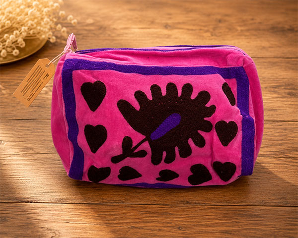 PALME Pochette Brodee Suzani Velours De Coton